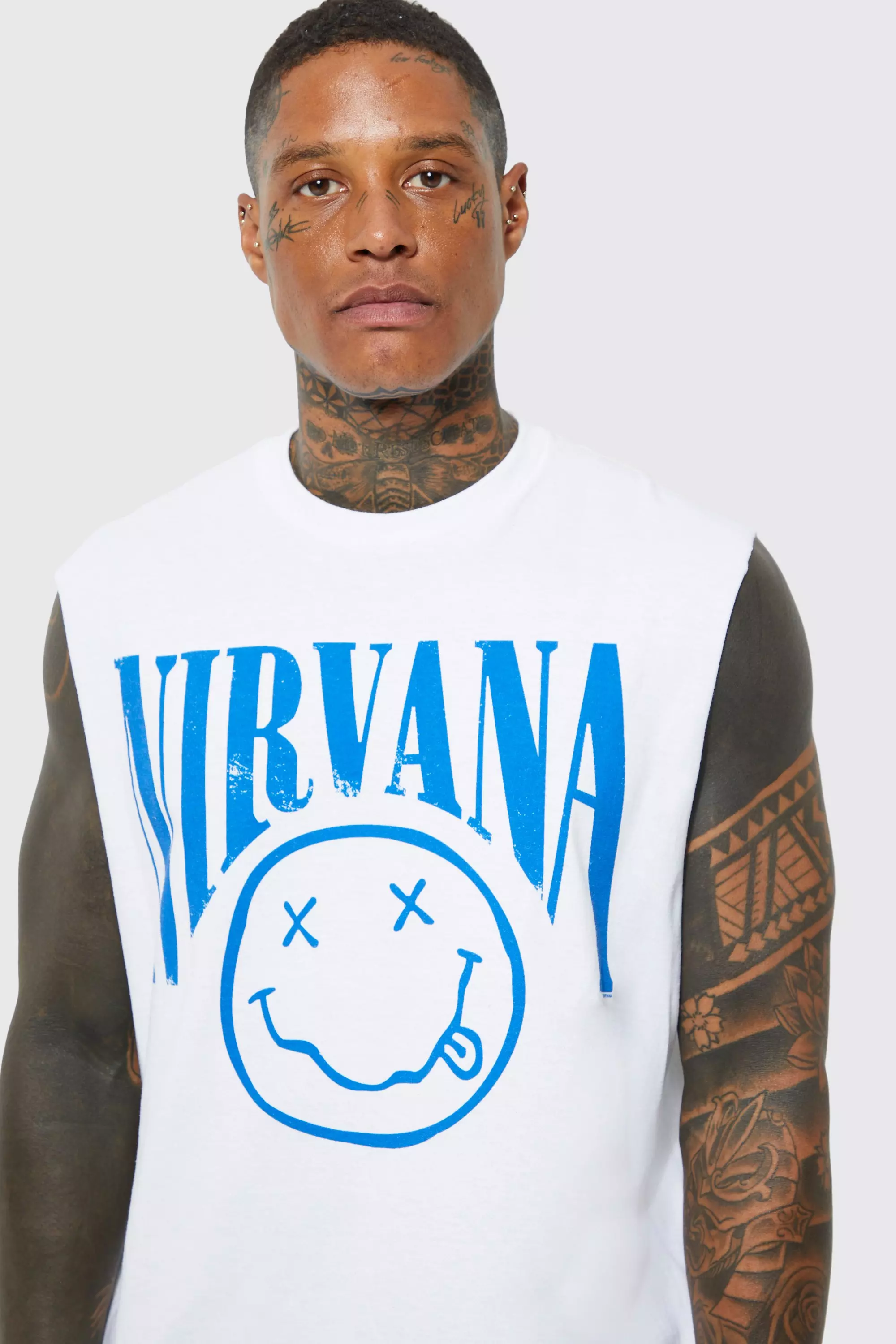 Oversize Tanktop mit Nirvana-Print, White alternatives Bild