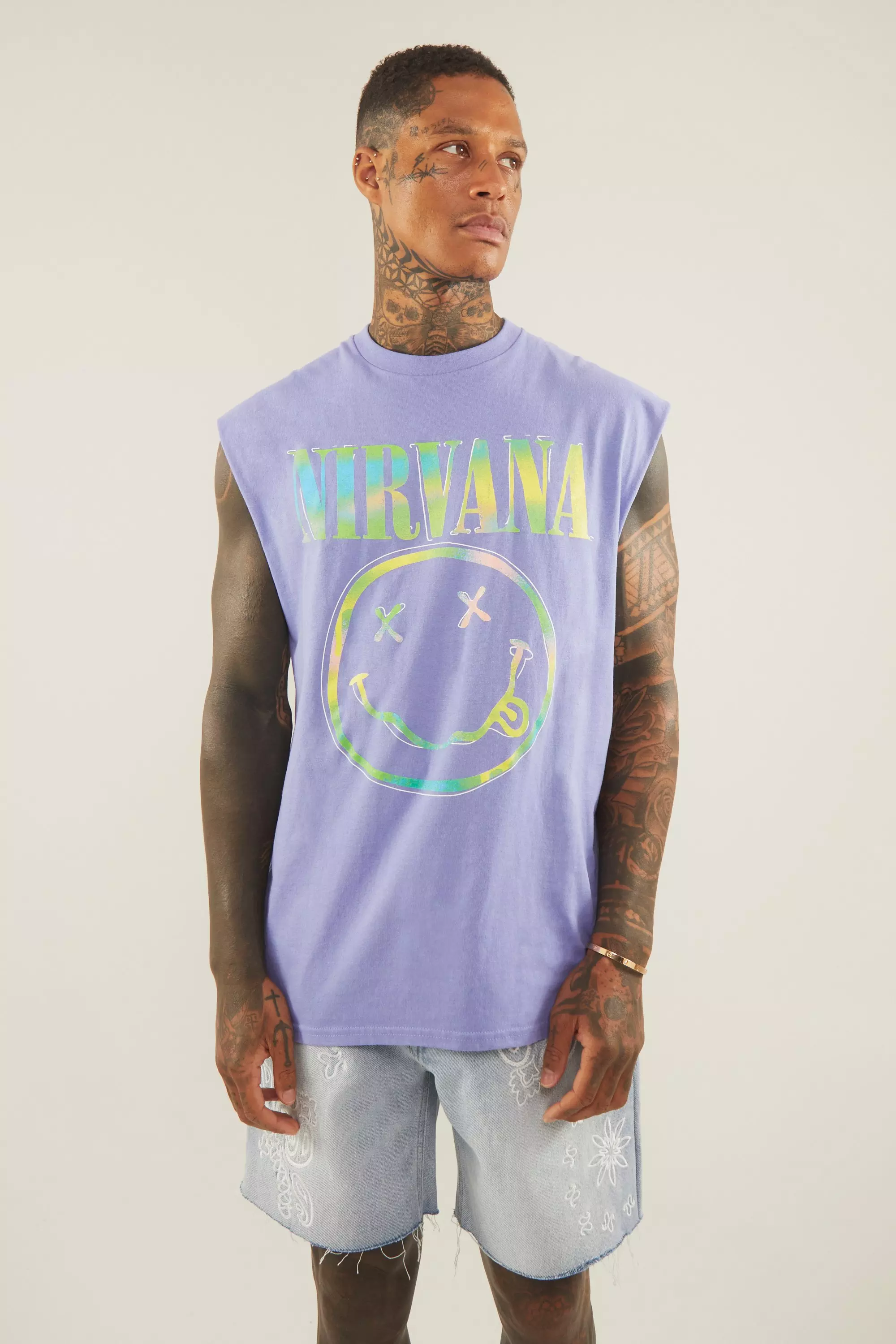 Oversized Nirvana License Tank Lilac