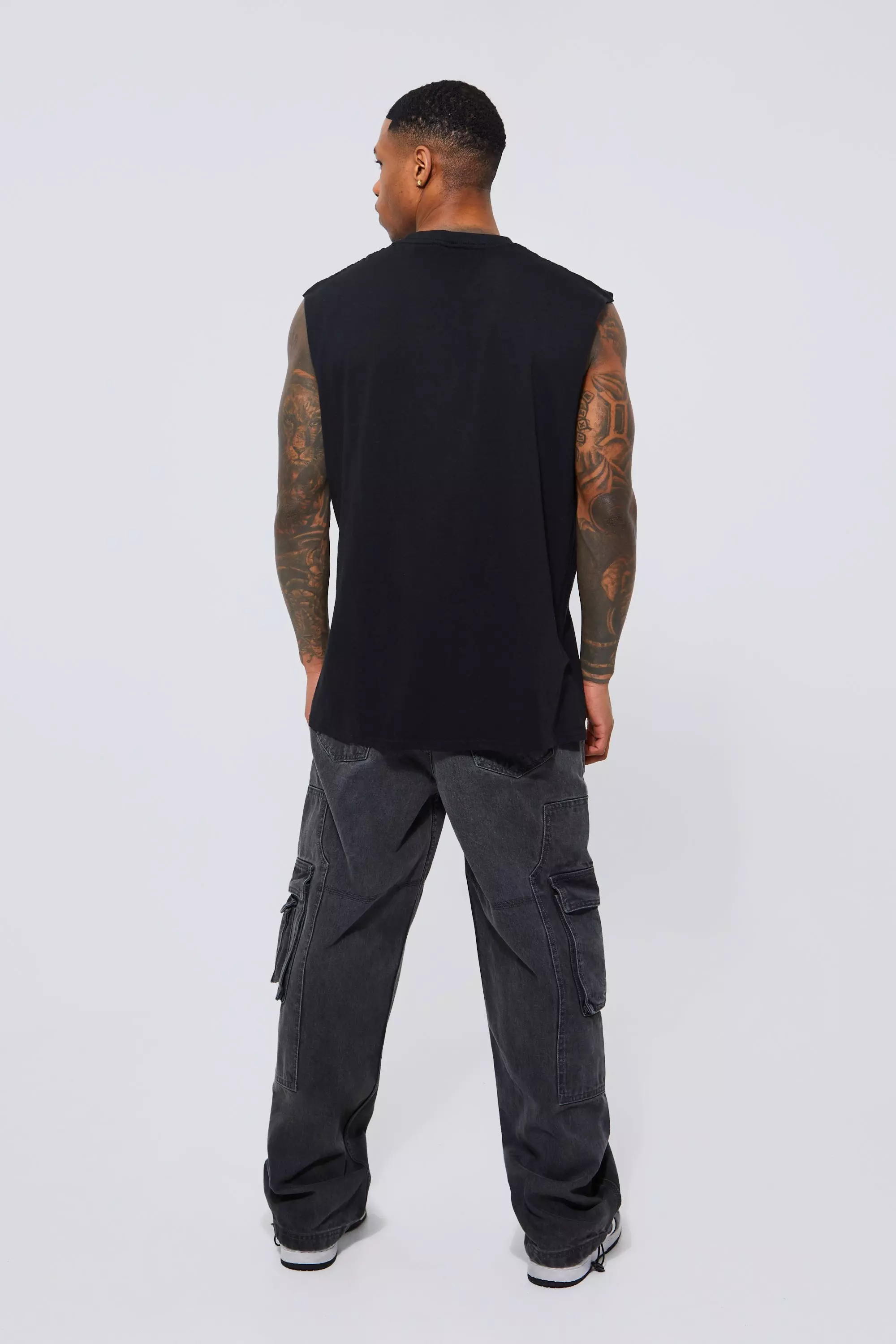 Oversized Guns N' Roses License Tank | boohooMAN USA