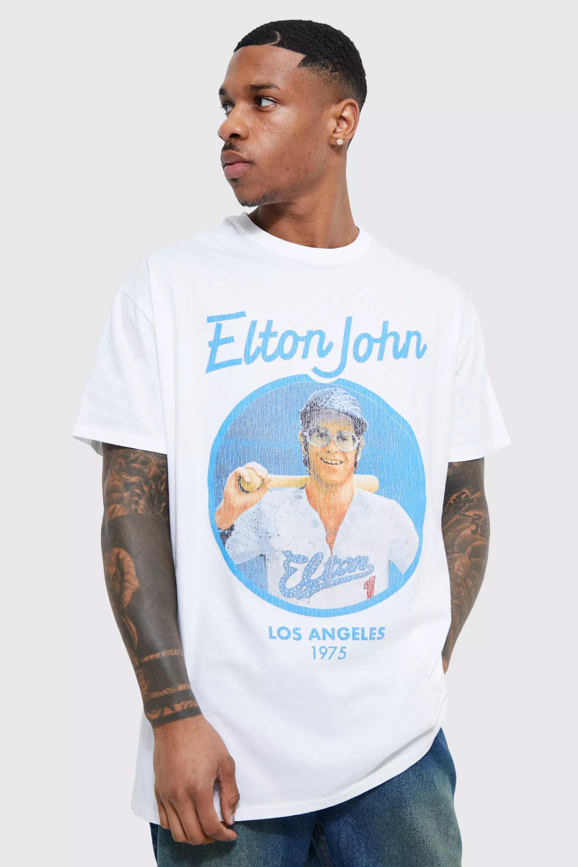 White Oversized Elton John License T-shirt alternative image