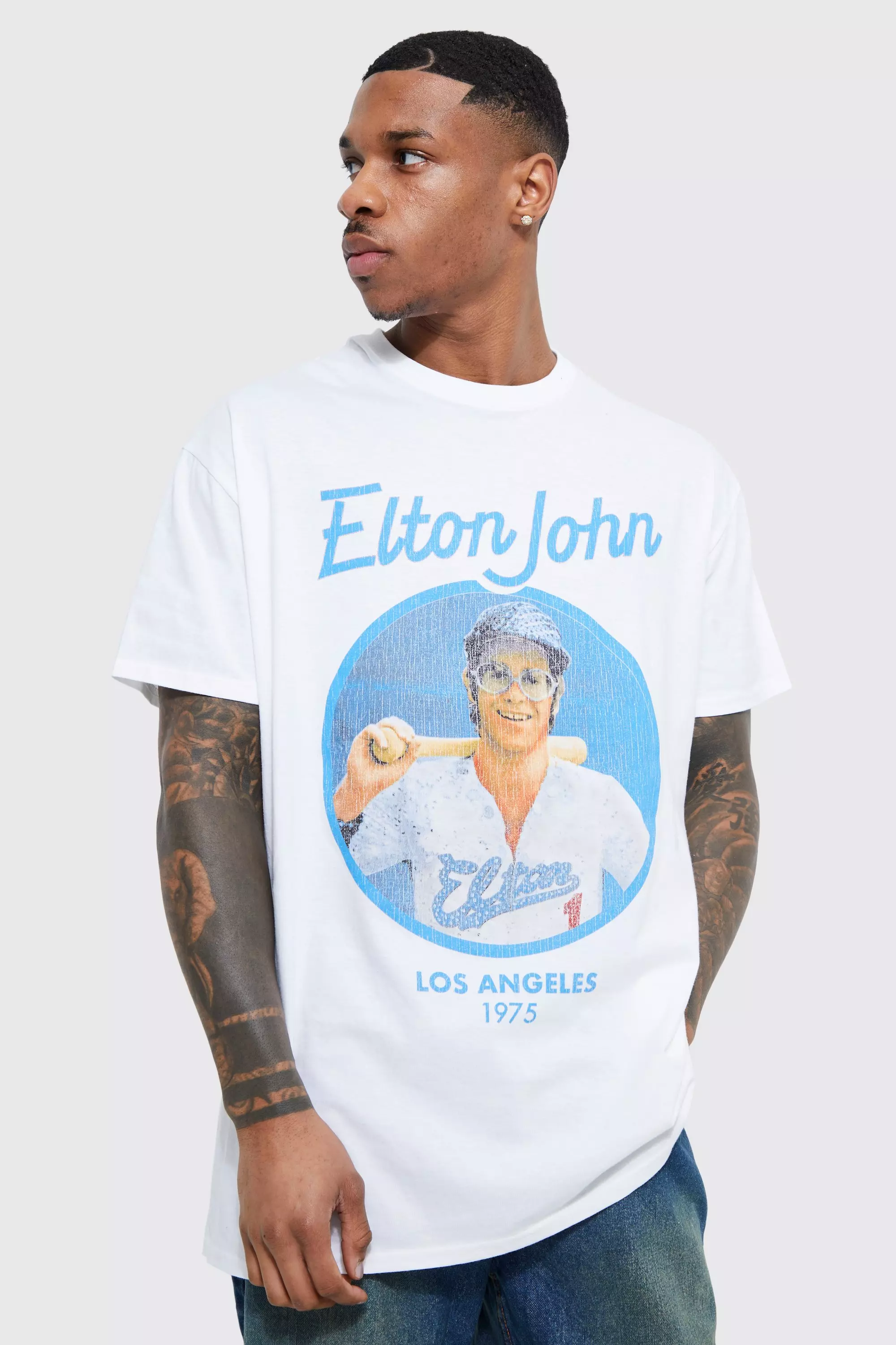 Oversized Elton John License T-shirt White