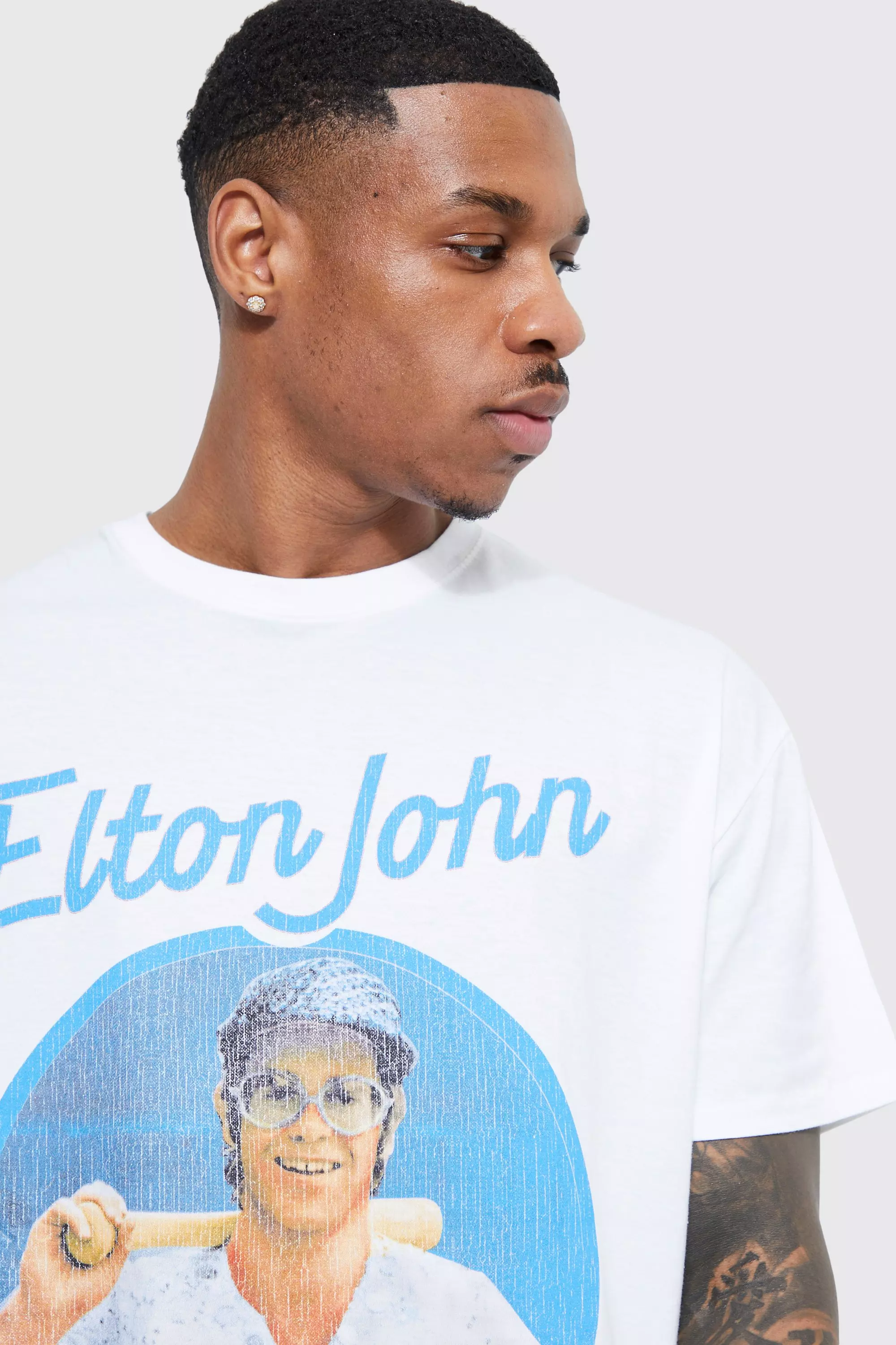 White Oversized Elton John License T-shirt alternative image