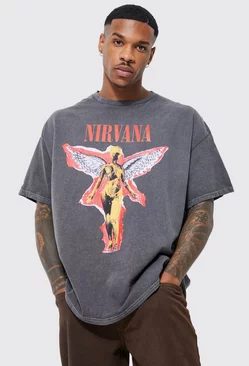 Oversized Nirvana License T-shirt Charcoal