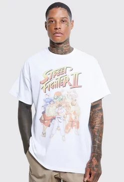 White Oversized Street Fighter License T-shirt