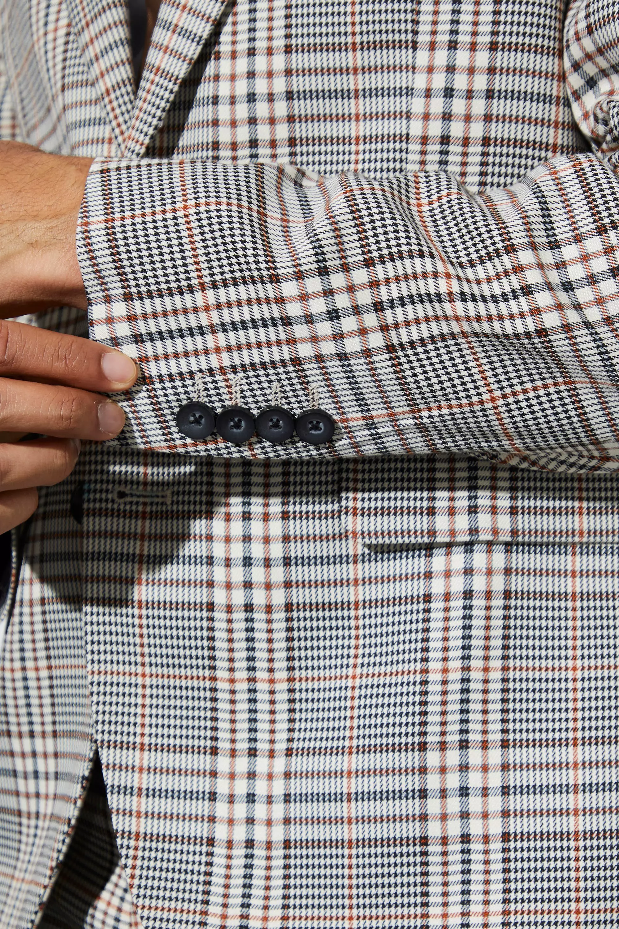 Brown Slim Single Breasted Check Suit Jacket alternative image