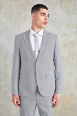 Light grey Slim Single Breasted Check Suit Jacket