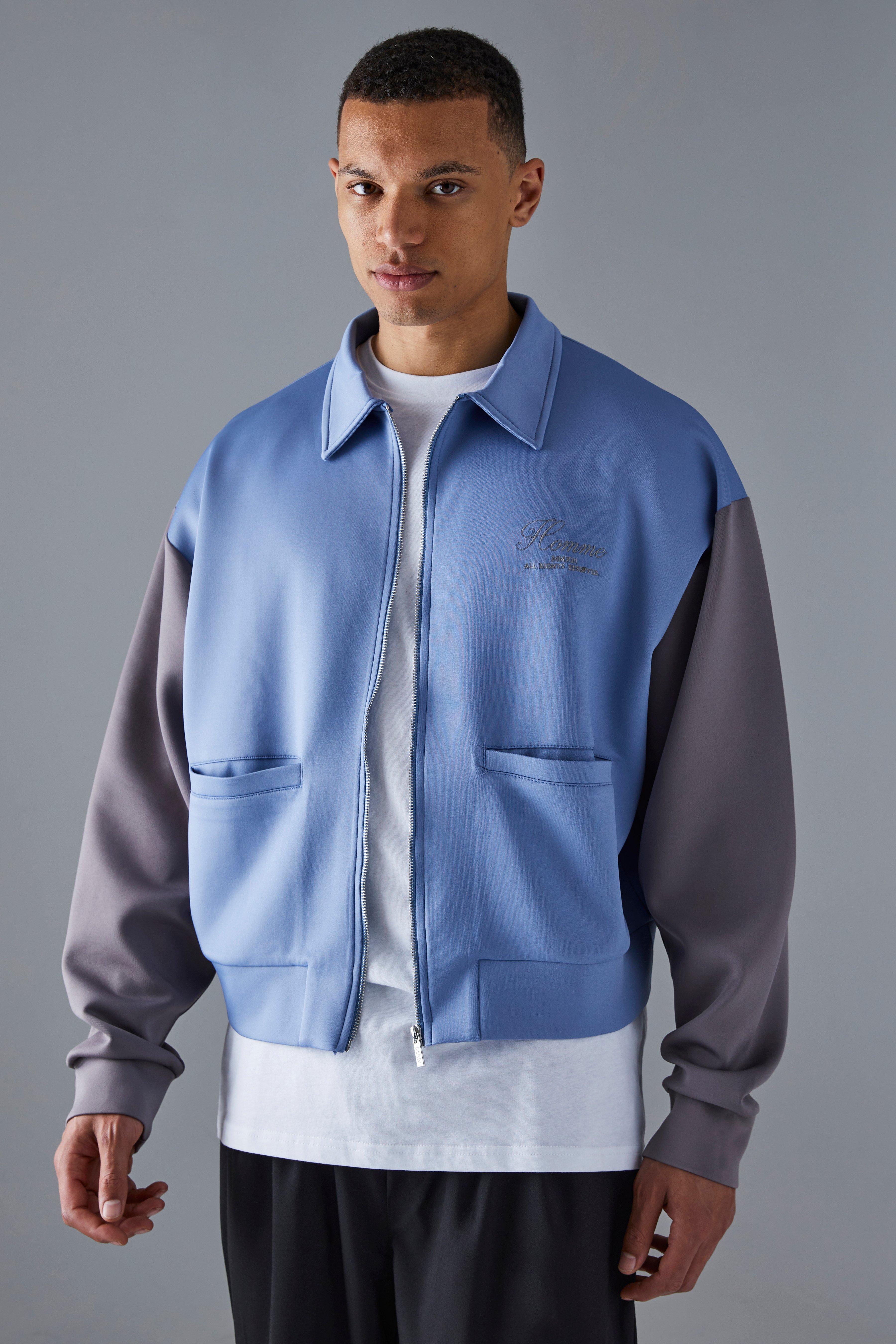 Wool Varsity Jacket Mens Light Grey