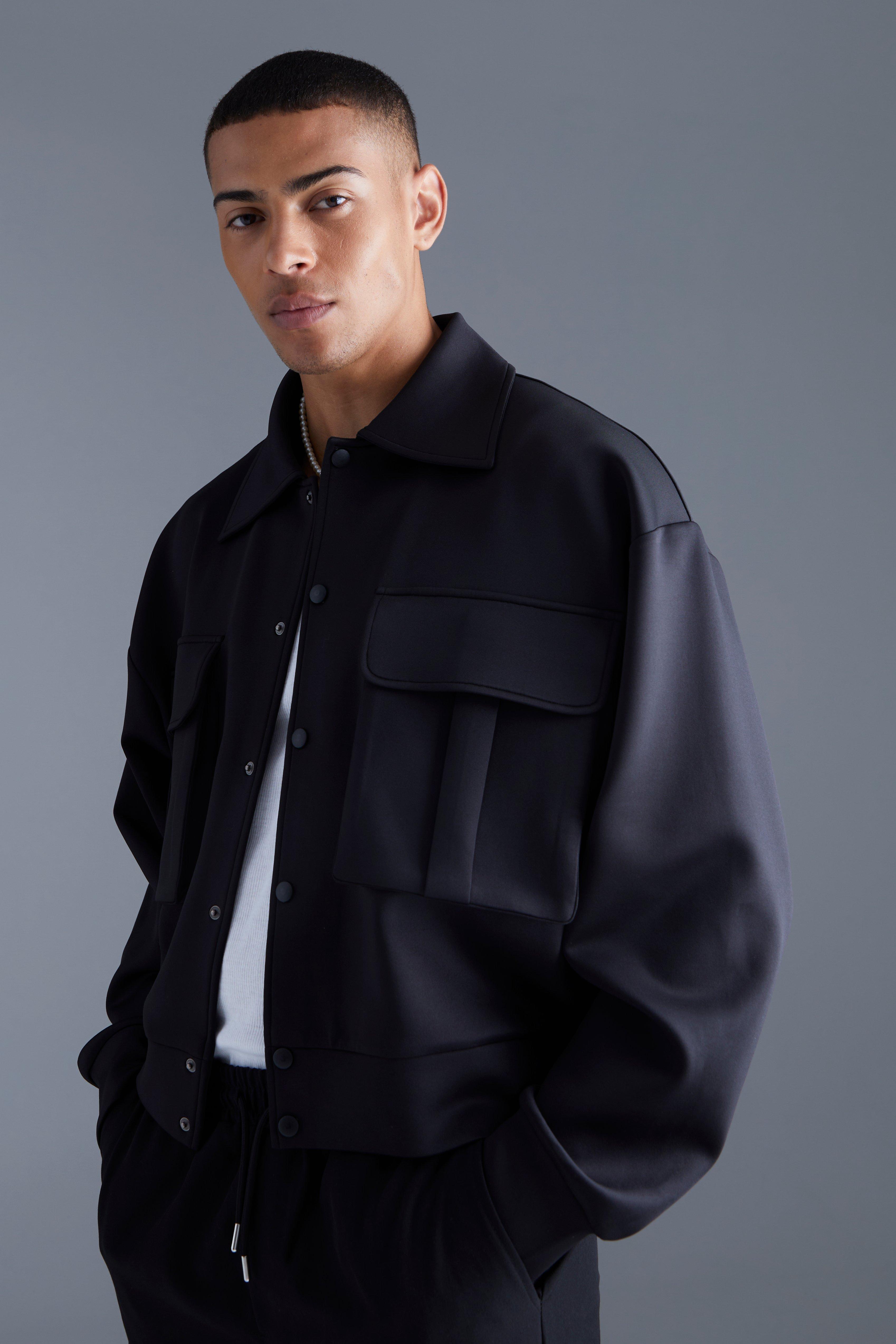 Boxy Cargo Pocket Collared Bomber | boohooMAN USA