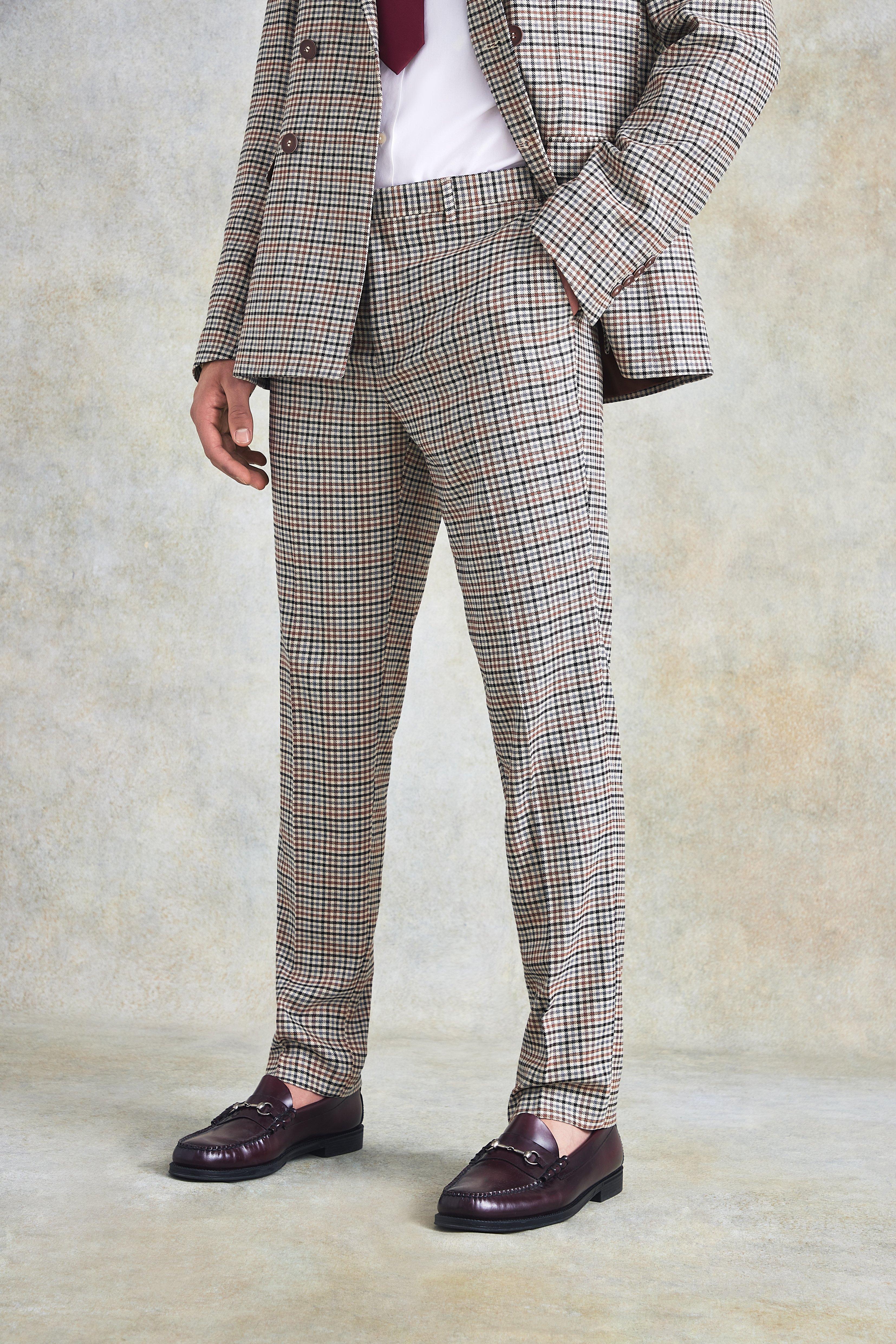 Chequered hot sale suit trousers