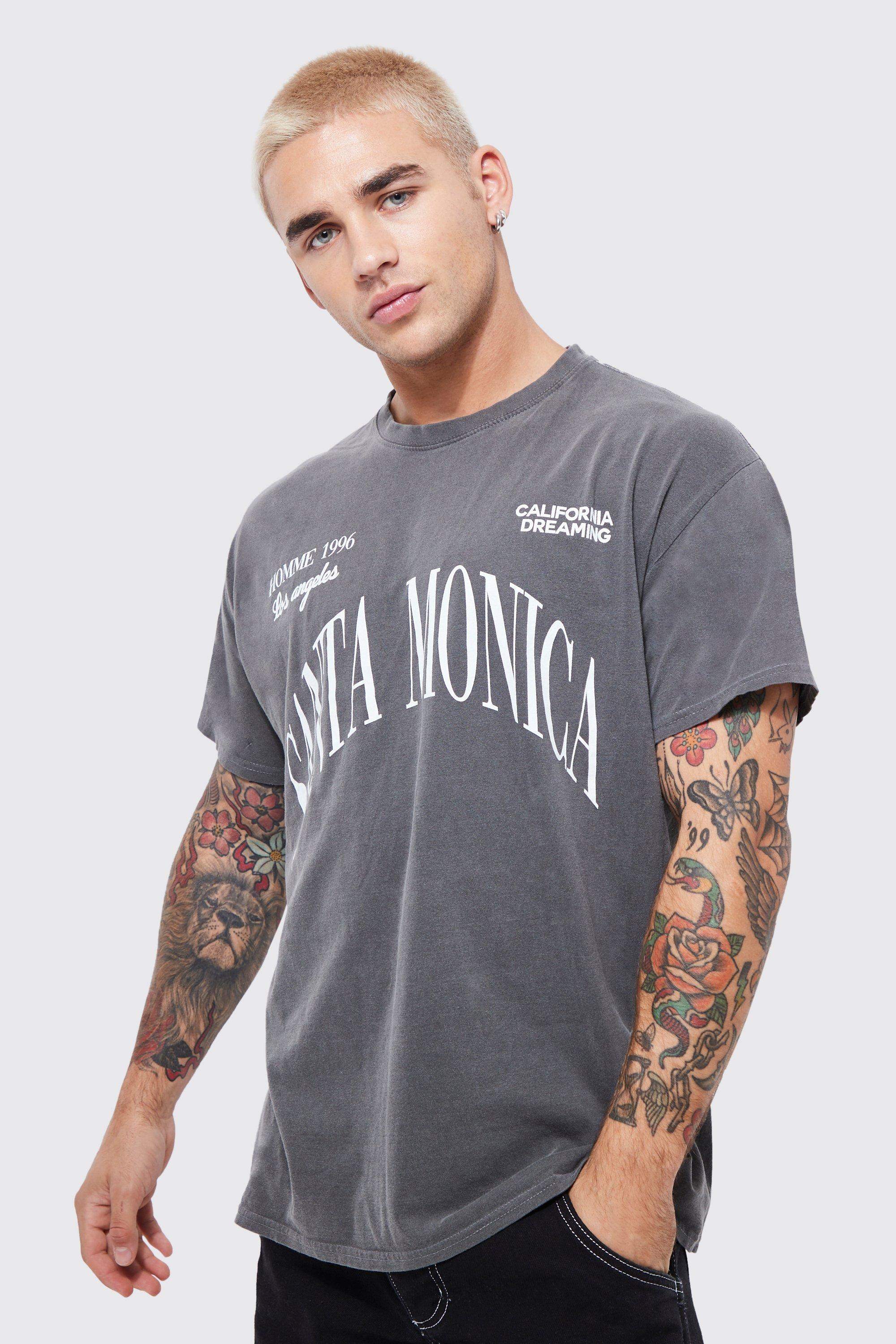 BoohooMAN Plus Oversized Vintage Palm Graphic T-shirt in Blue for Men