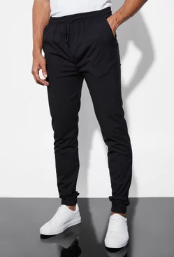 Elasticated Slim Cuff Pants Black