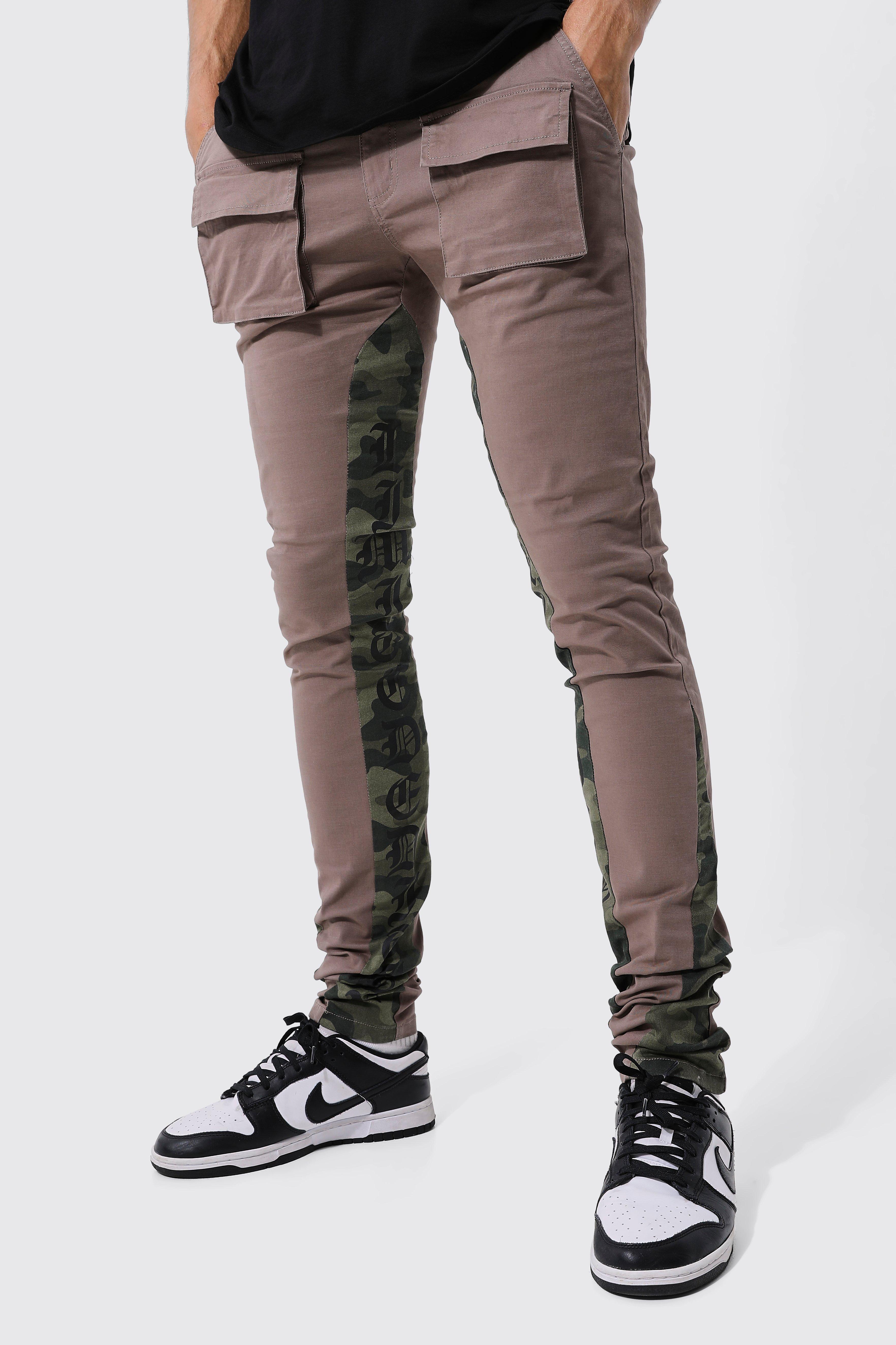 Mens skinny best sale camo cargo pants