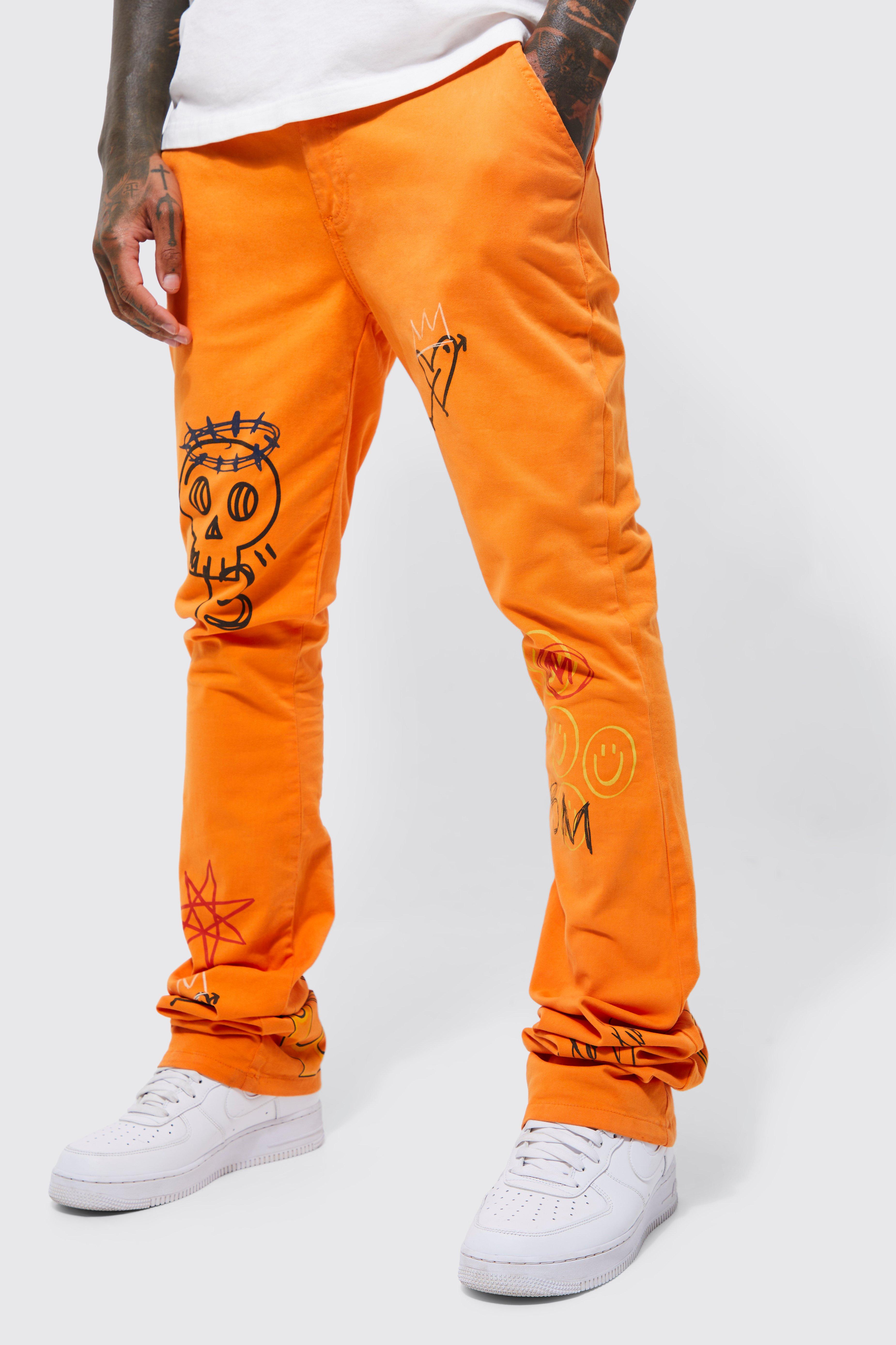 Orange Skull Sweatpants