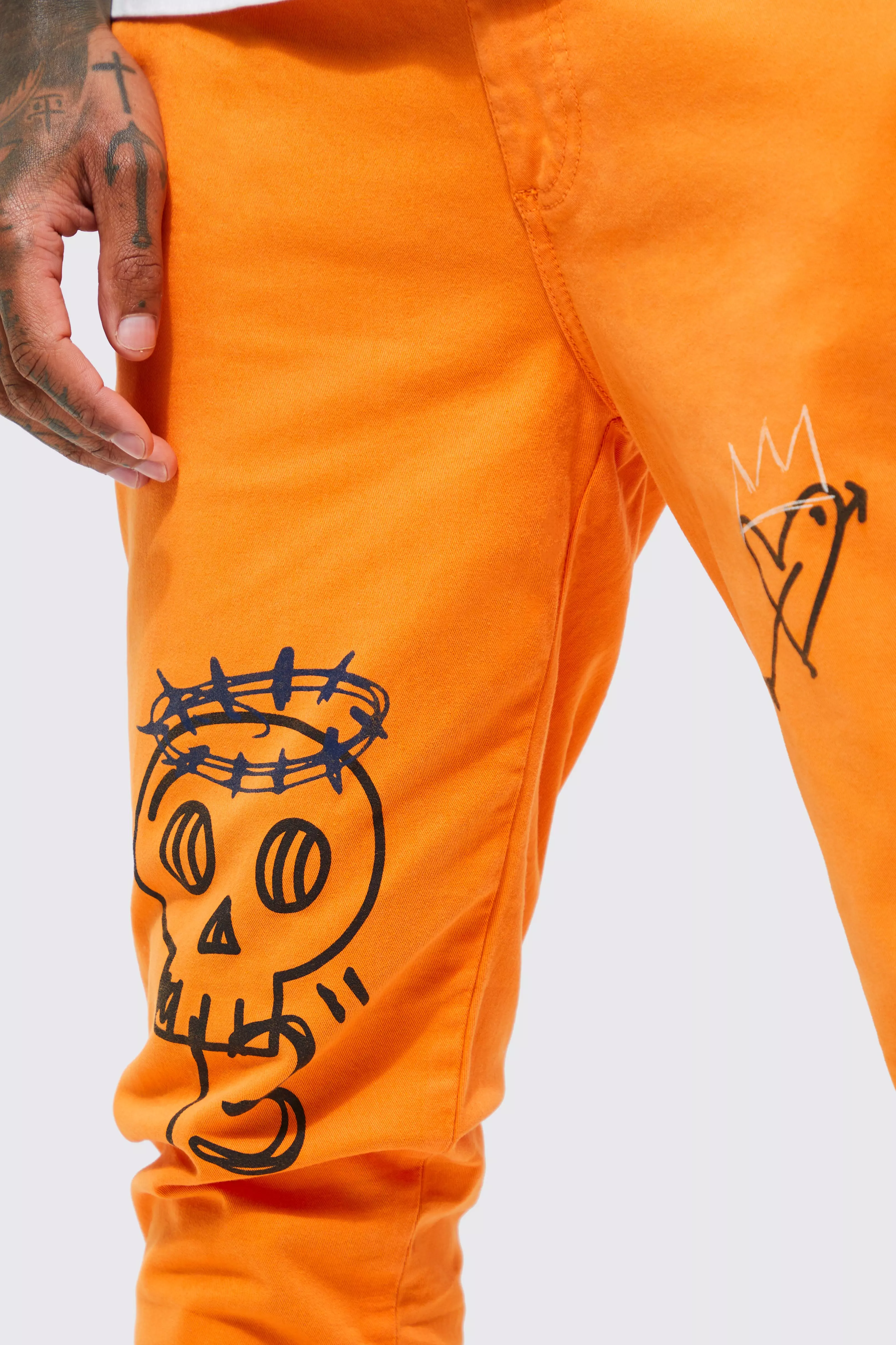 Pantalon flare skinny imprime boohooMAN FR