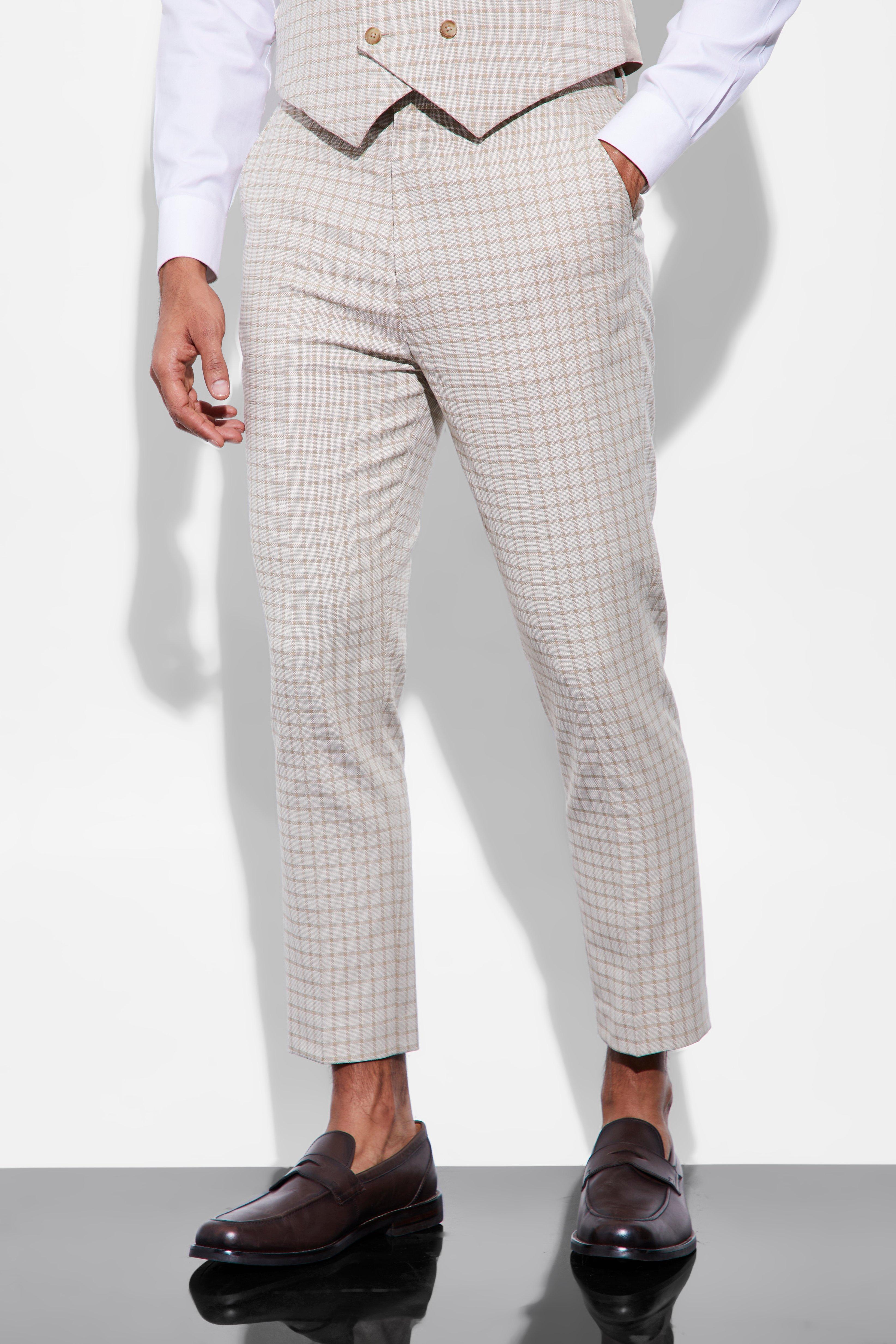 Homme Pantalon cigarette à carreaux Bleu Multi