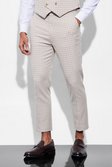 Sand Tapered Check Suit Pants