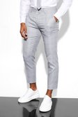 Grey Slim Crop Check Suit Trousers