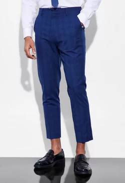 Tapered Check Suit Trousers navy