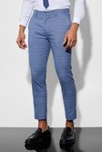 Navy Skinny Crop Micro Check Suit Trousers
