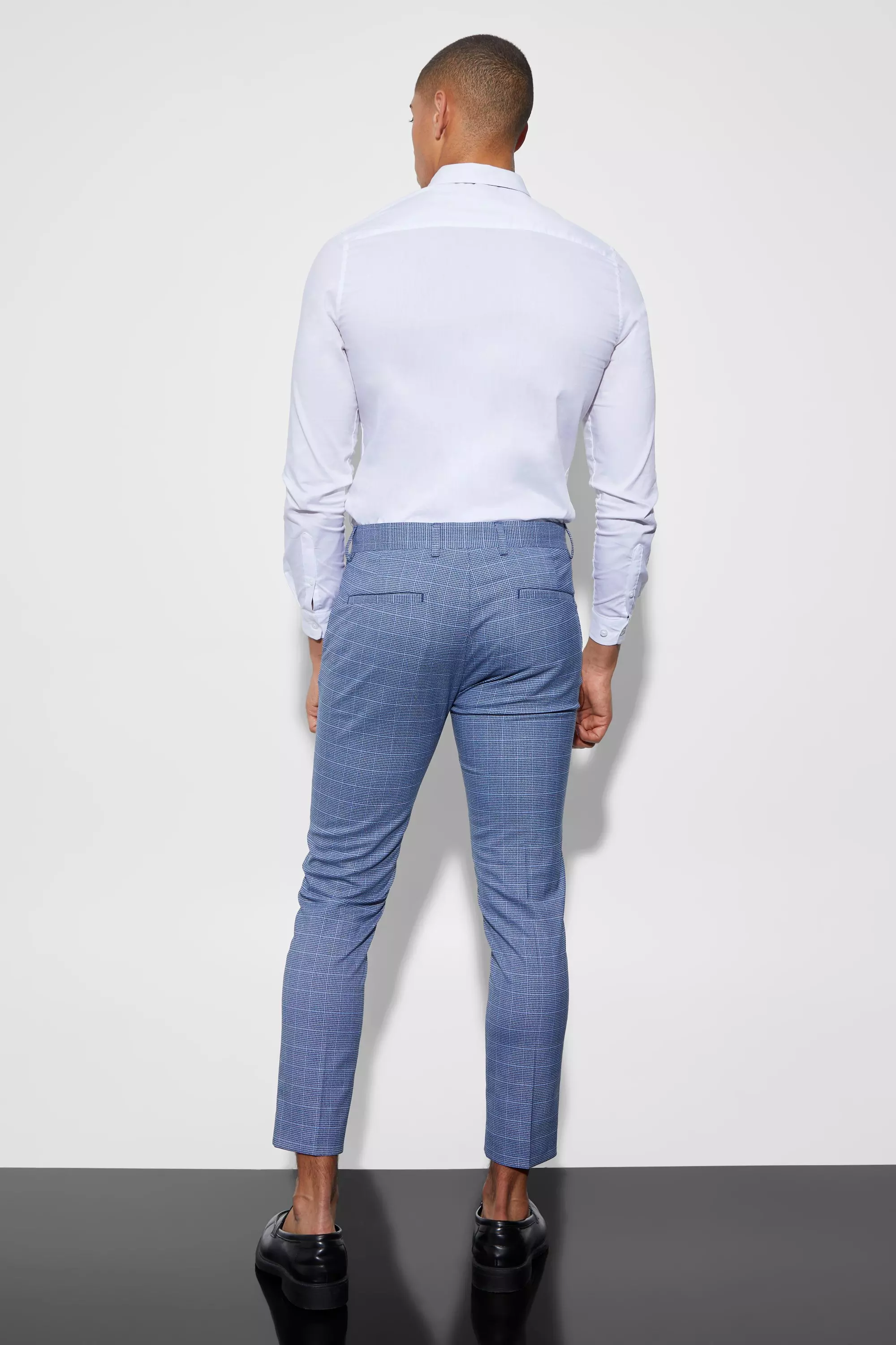 Navy Ingekorte Geruite Skinny Fit Pantalons alternatieve afbeelding