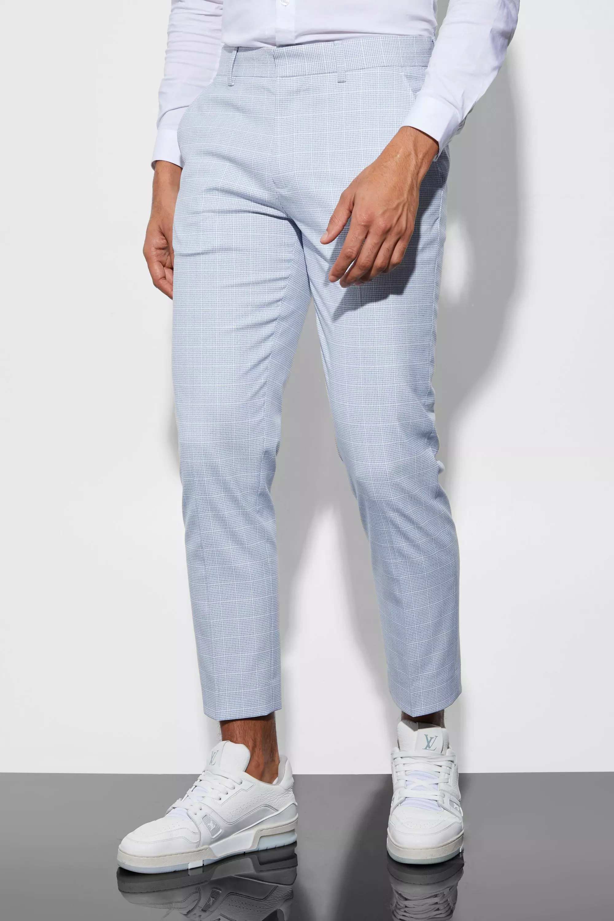Giacca Completo A Monopetto Slim Fit A Quadri Piccoli, Ecru immagine alternativa
