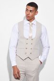 Sand Slim Double Breasted Check Waistcoat