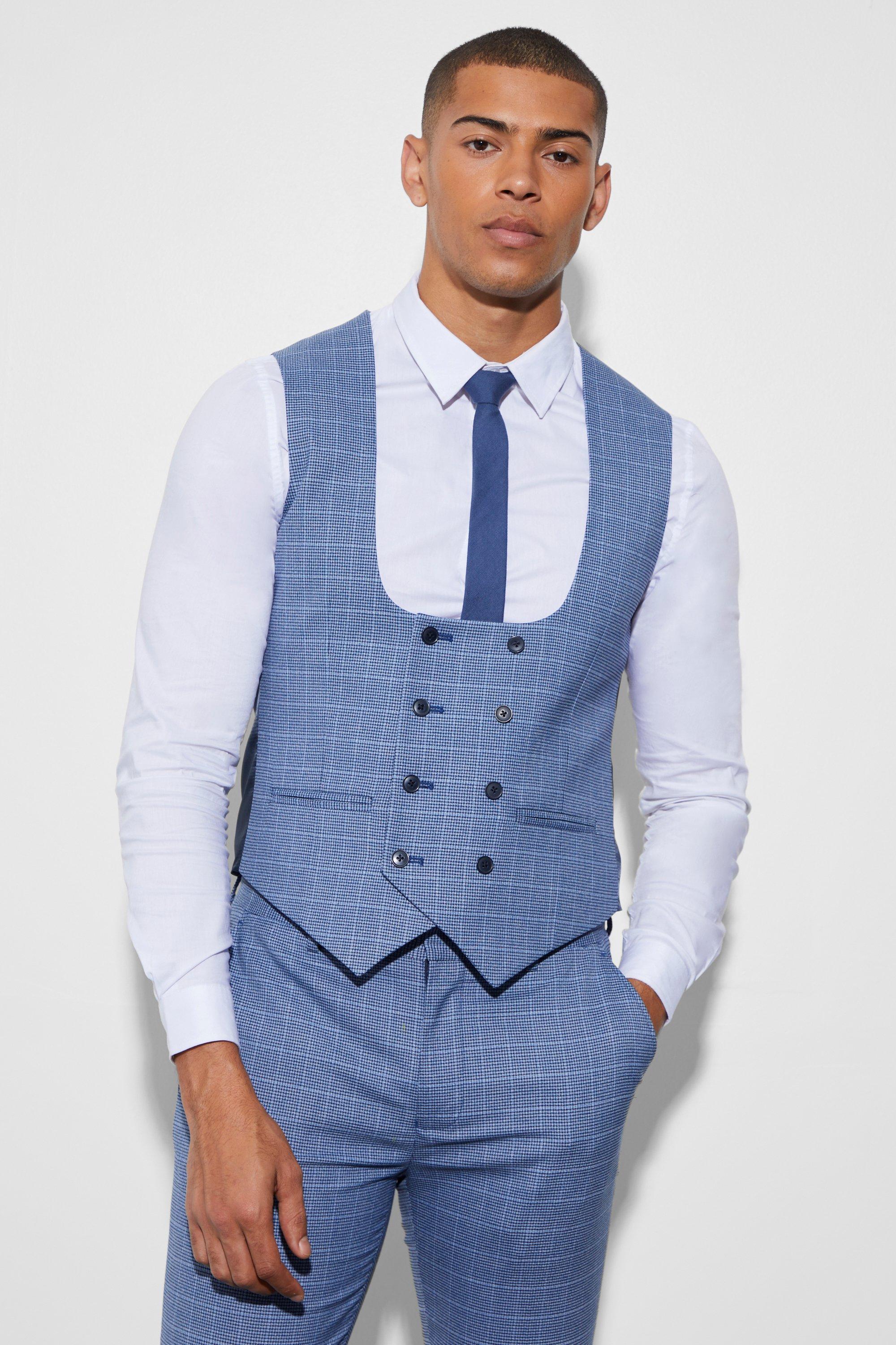 Double breasted cheap blue waistcoat