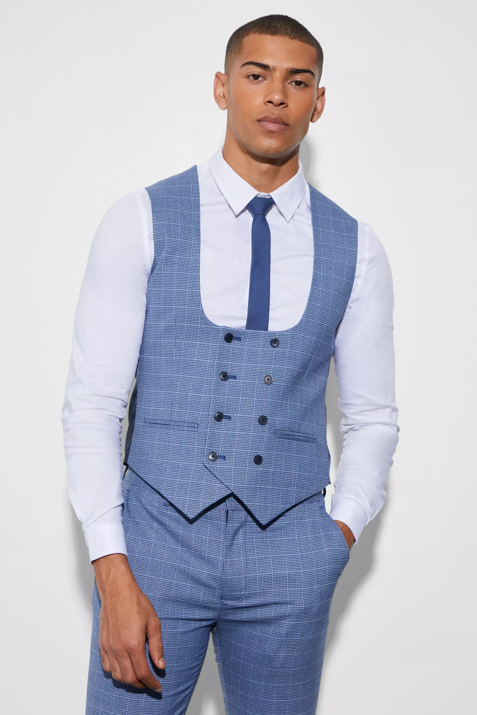 Ingekort Mini Geruit Skinny Fit Pak alternatieve afbeelding
