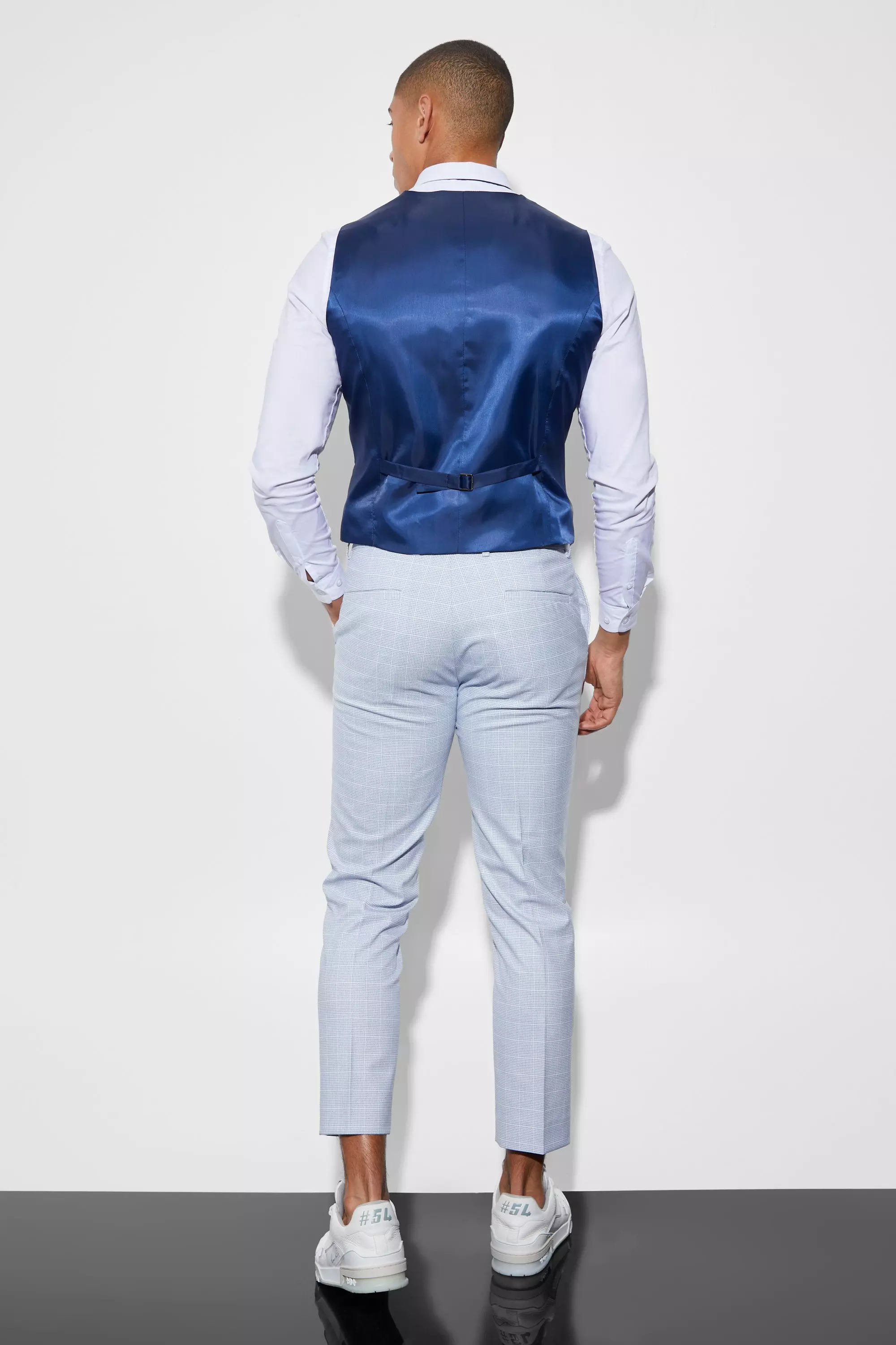Karierte Slim-Fit Weste, Ecru alternatives Bild