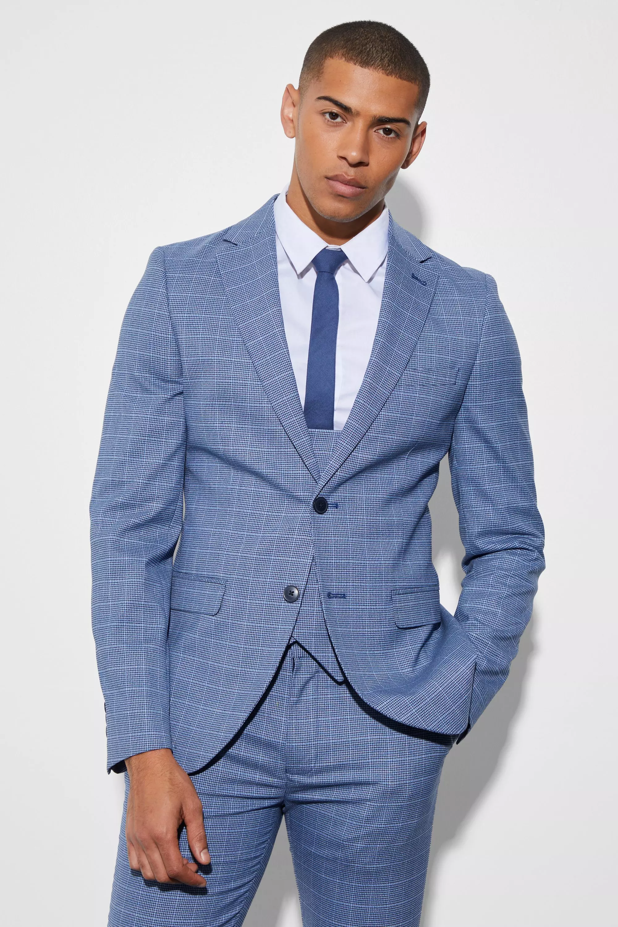 Ingekort Mini Geruit Skinny Fit Pak alternatieve afbeelding