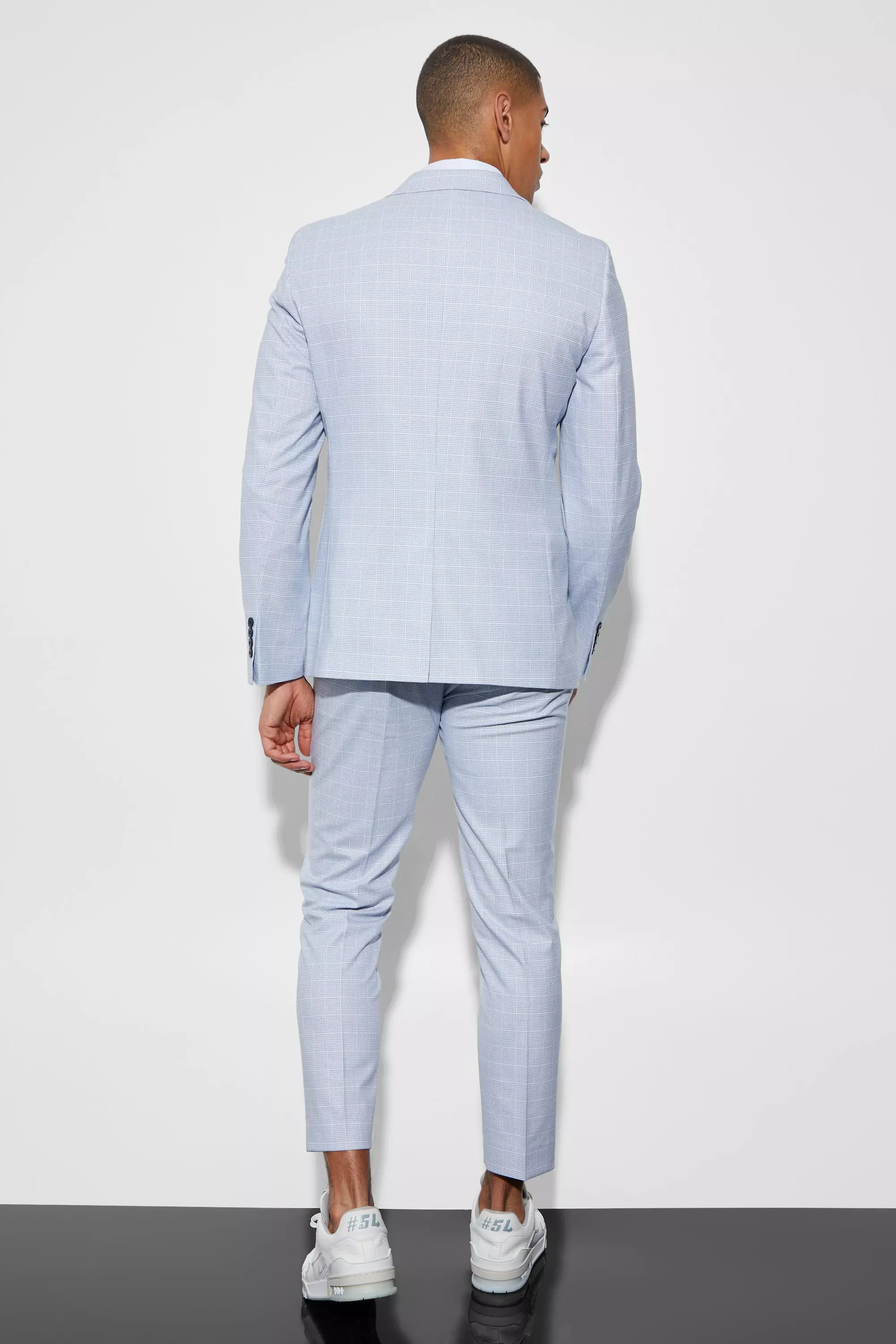 Ecru Slim Single Breasted Micro Check Suit Jacket alternative image