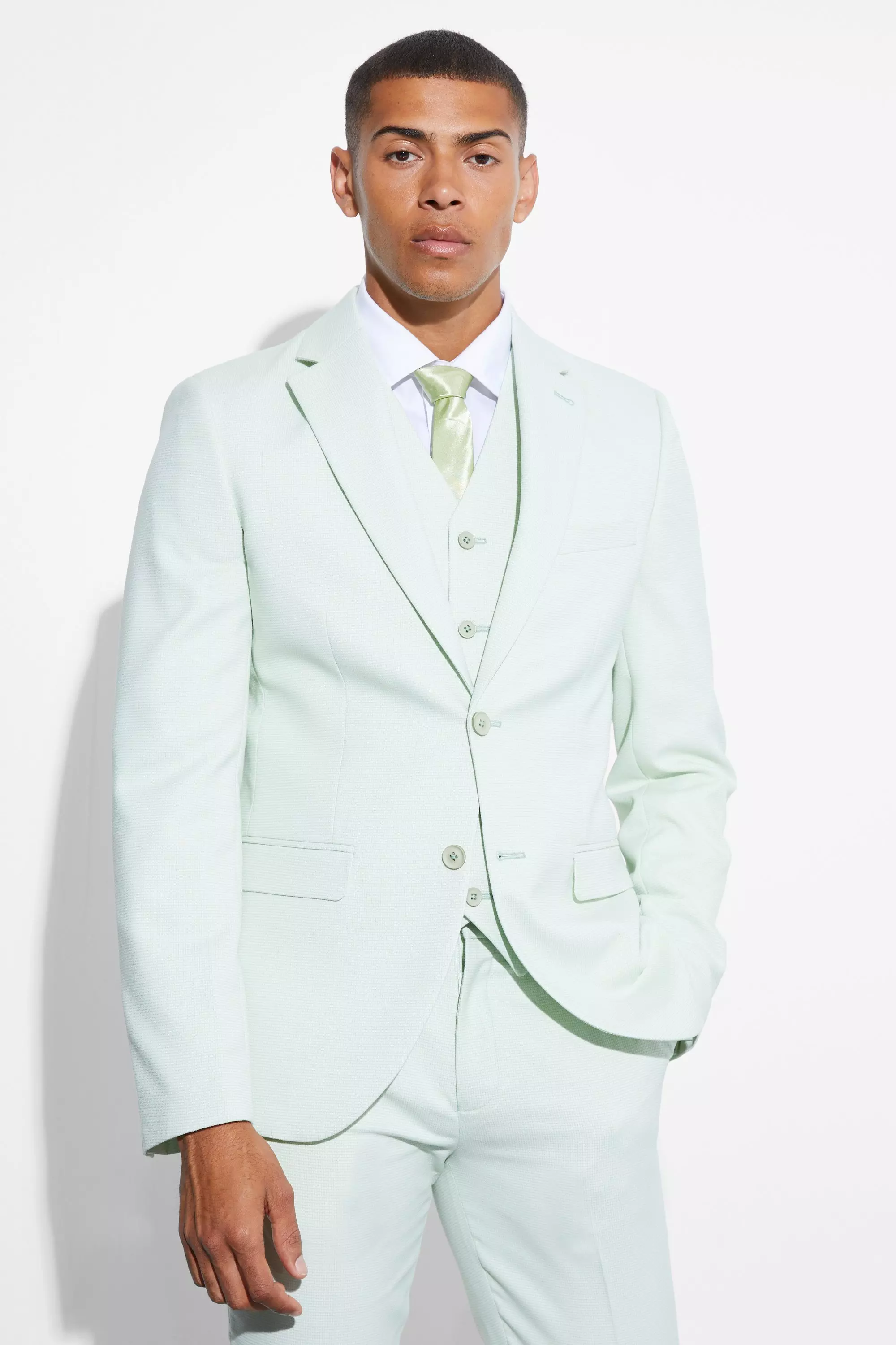 Veste de costume cintrée texturée, Light green autre image