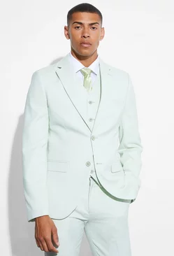 Green Slim Micro Texture Suit Jacket