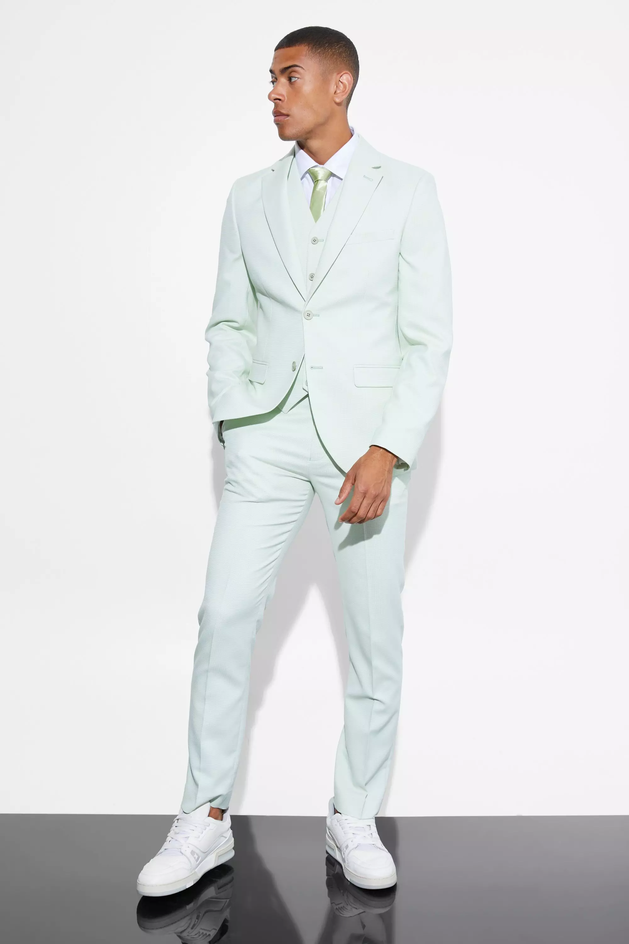 Veste de costume cintrée texturée, Light green autre image