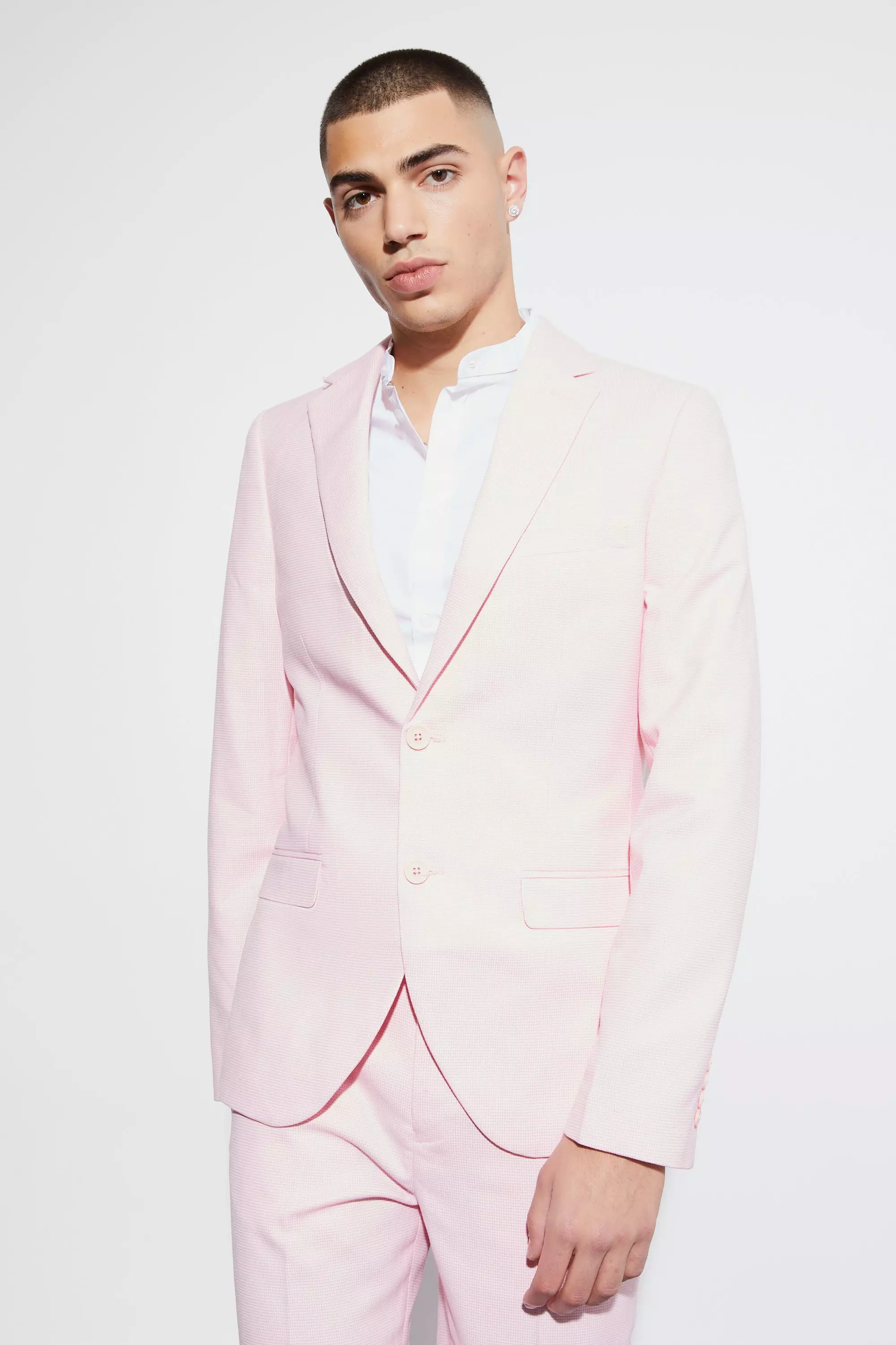 Skinny Micro Texture Suit Jacket Light pink