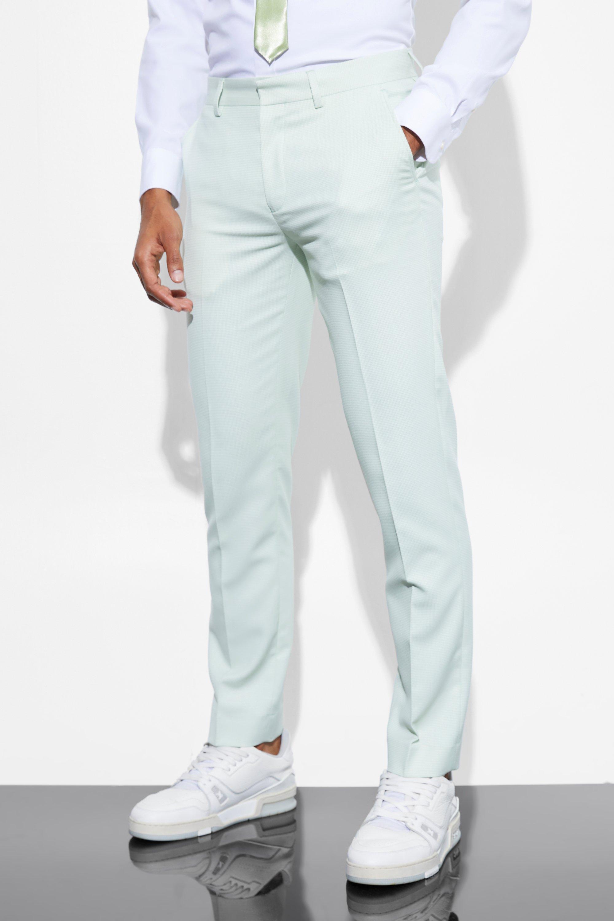 Pantalón de traje ajustado micro texturizado, Light green