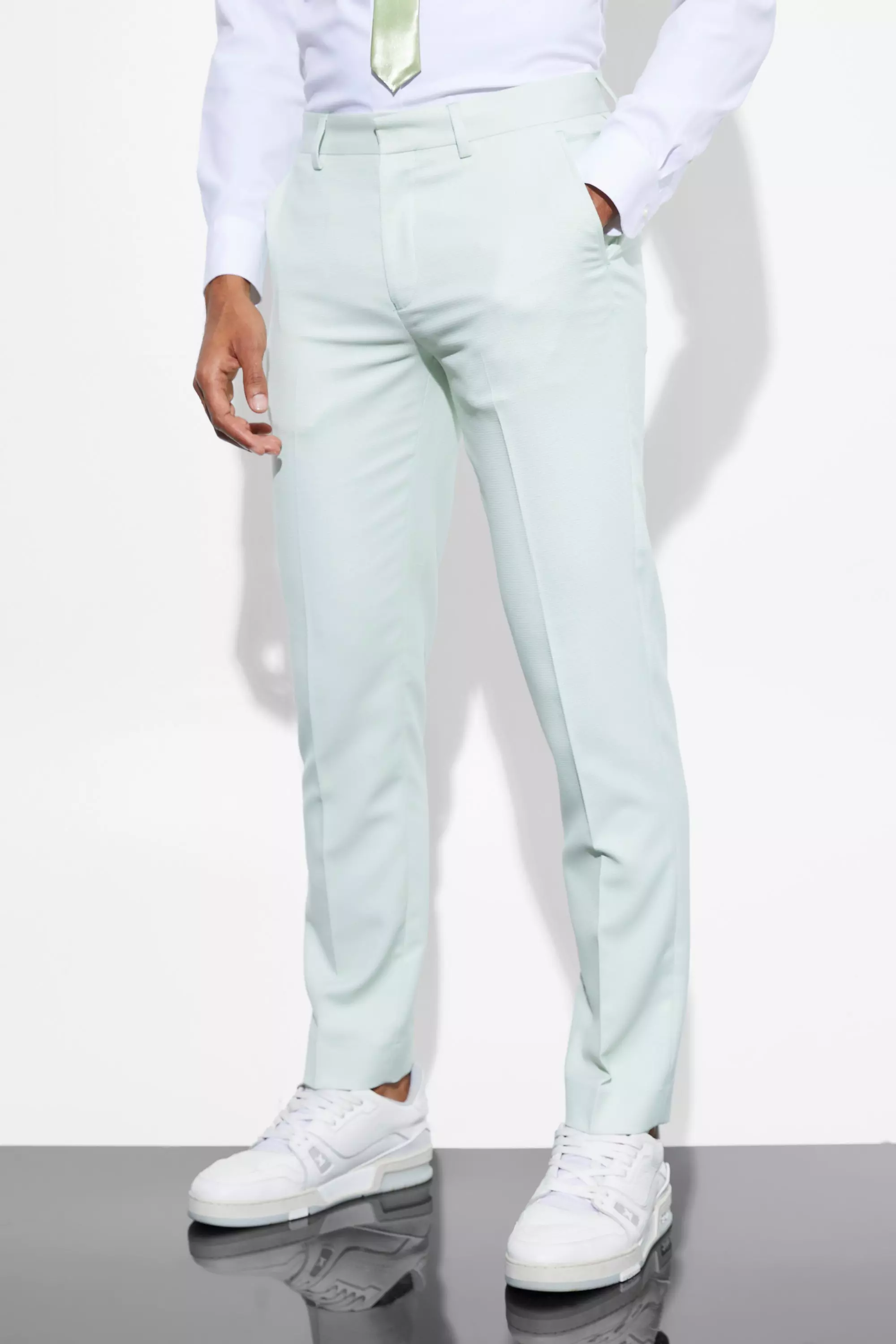 Tuta intera Slim Fit a quadri piccoli immagine alternativa