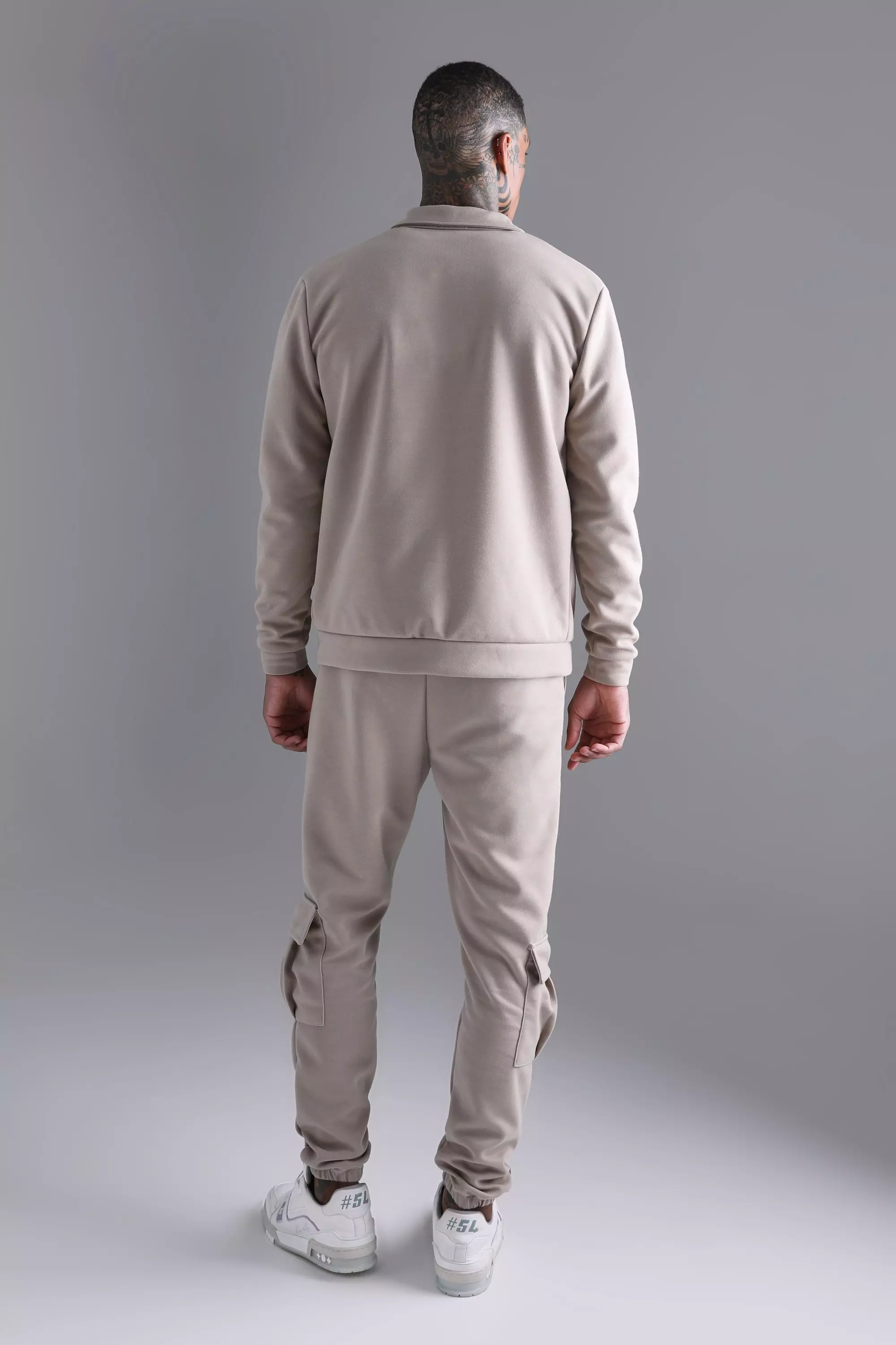 Stone Zip Through Cargo Harrington And Jogger Set alternative image