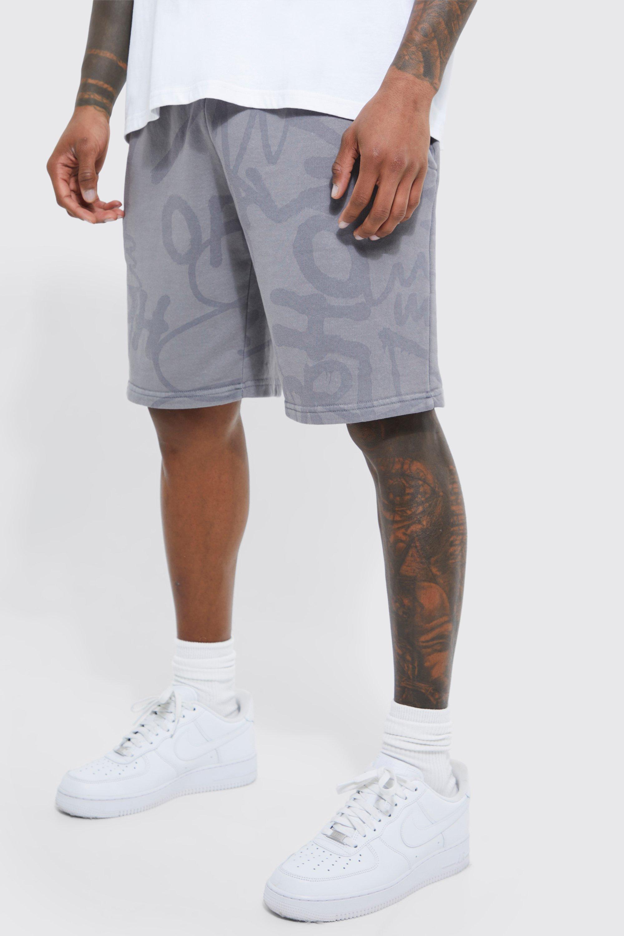 Loose Fit Graffiti Graphic Sweat Shorts | boohooMAN USA