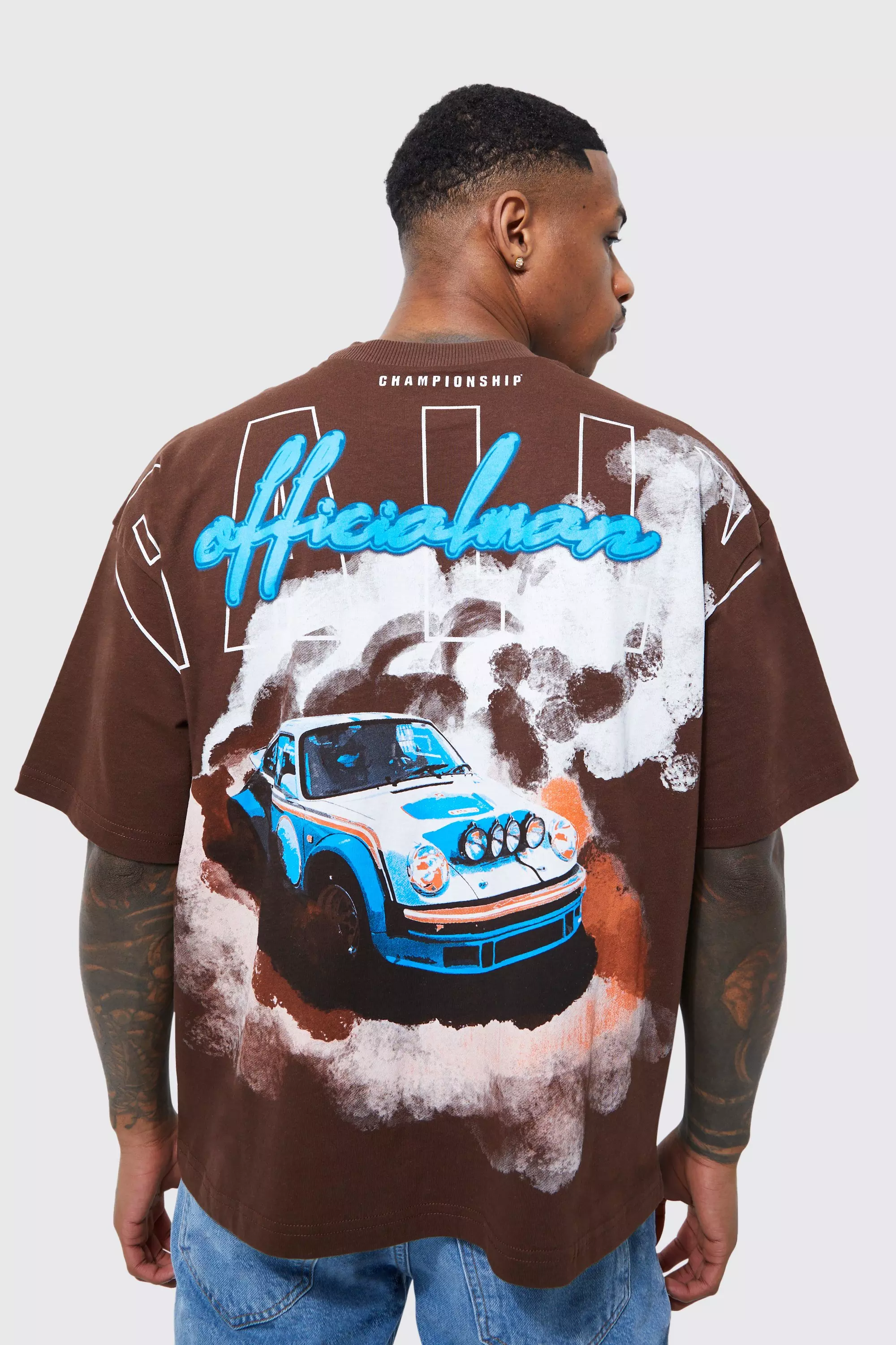 Oversized Over Seams Boxy Rally Graphic T-shirt | boohooMAN USA
