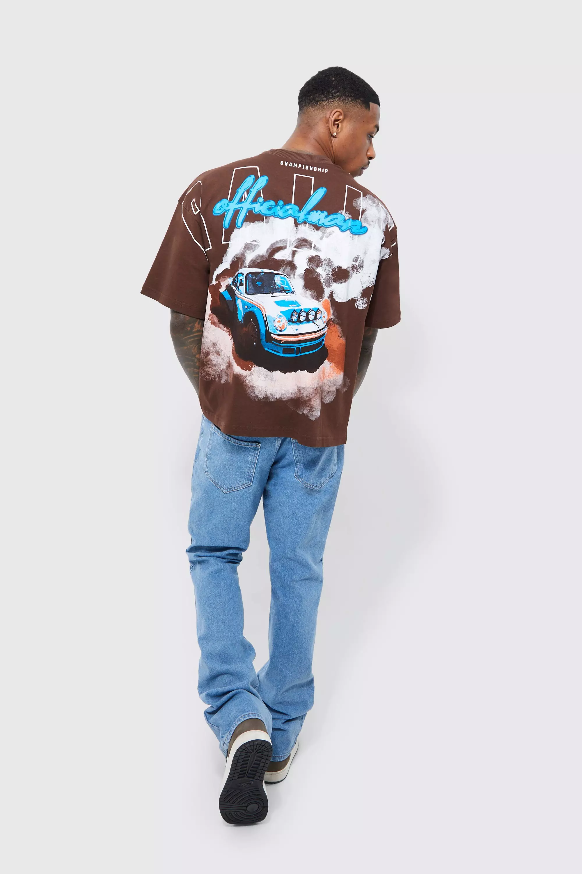 Oversized Over Seams Boxy Rally Graphic T-shirt | boohooMAN USA