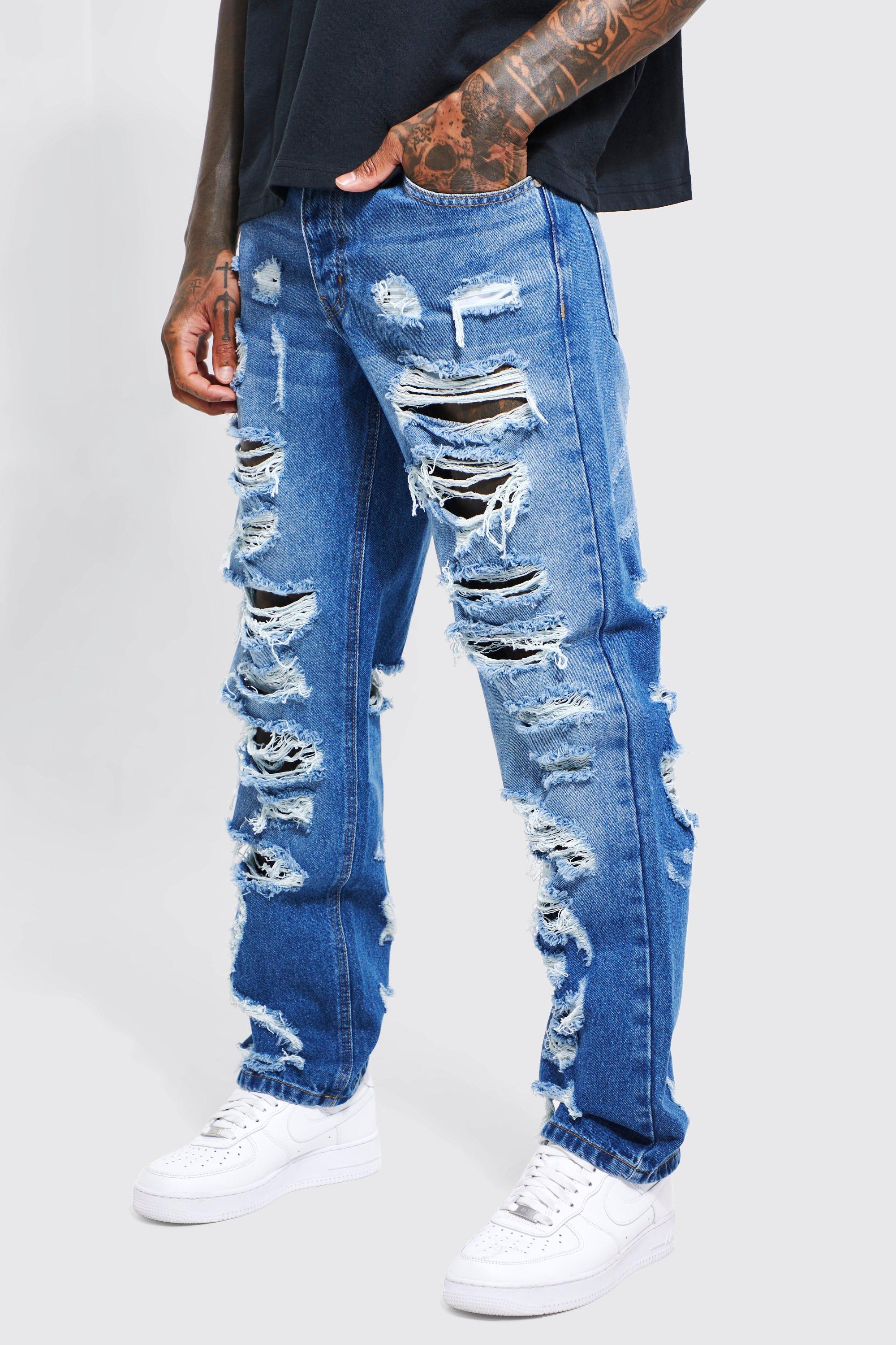 Relaxed Rigid Extreme Ripped Jeans