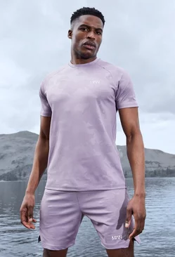 Man Active Camo Raglan Performance T-shirt washed purple