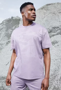 Man Active Camo Oversized Performance T-shirt washed purple