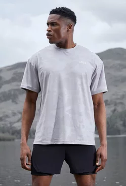 Man Active Camo Oversized Performance T-shirt grey