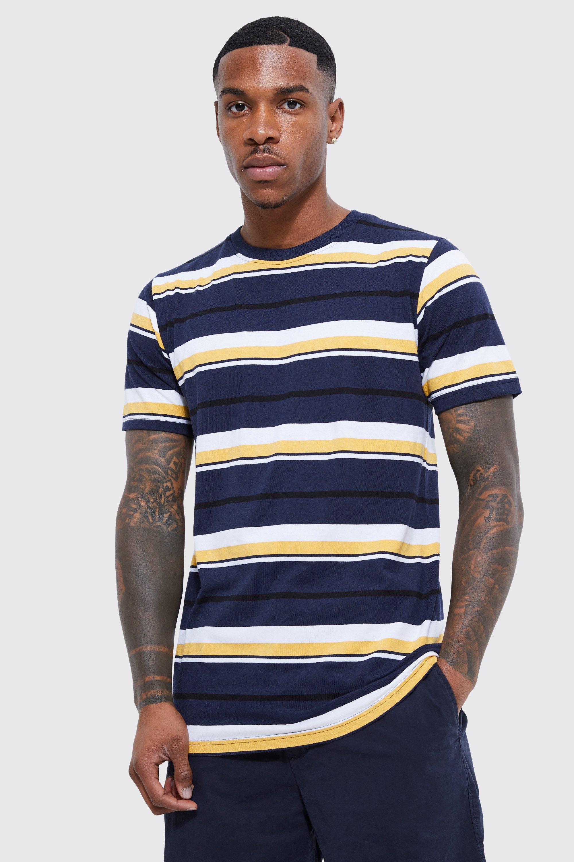 black and yellow striped t shirt mens