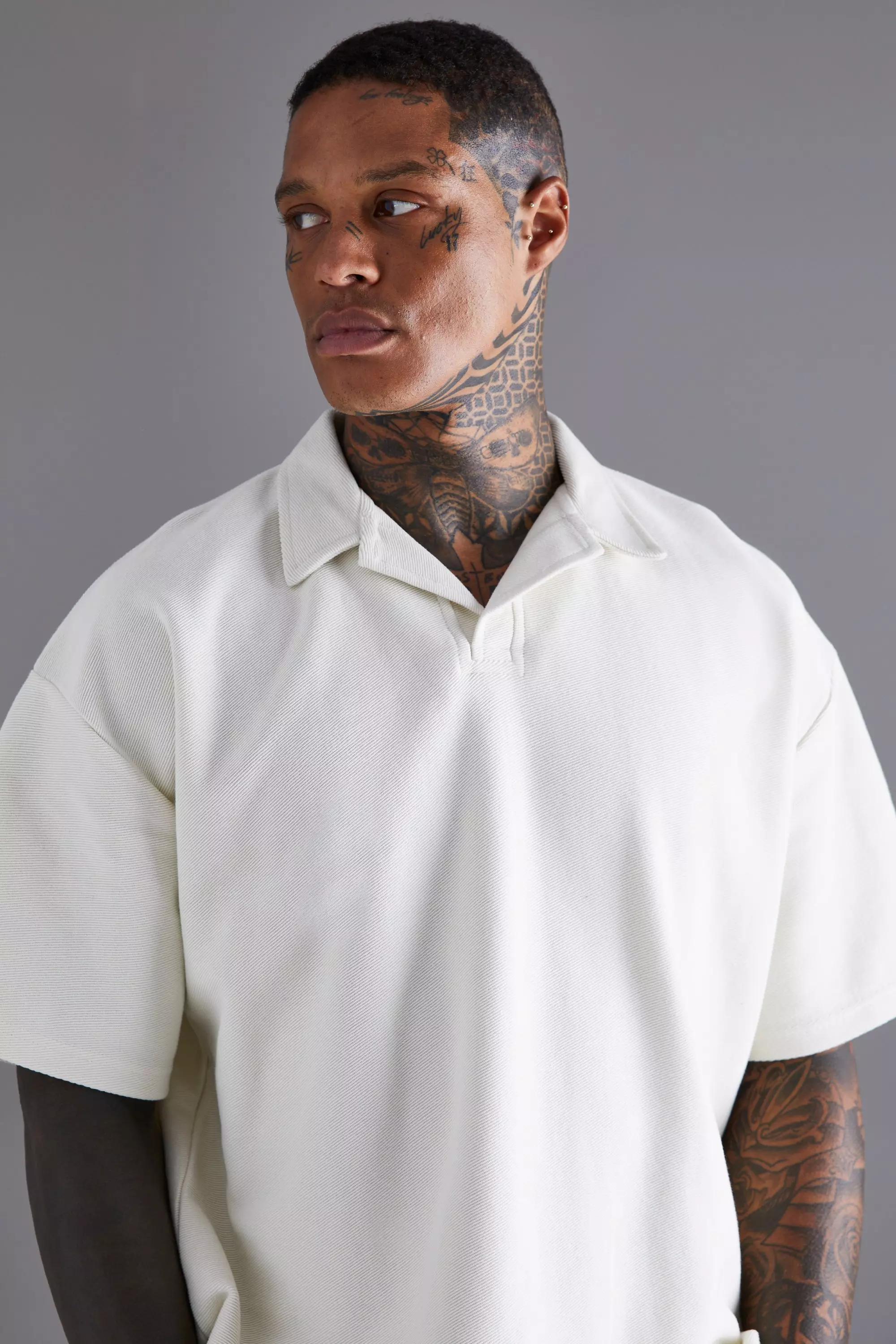 Oversized Jersey Keperstof Polo Met Revers Kraag