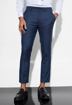 Skinny Cropped Pique Suit Trousers navy