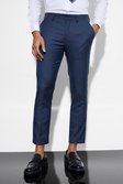 Navy Skinny Cropped Pique Dress Pants