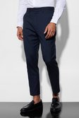 Navy Tapered Herringbone Suit Trousers